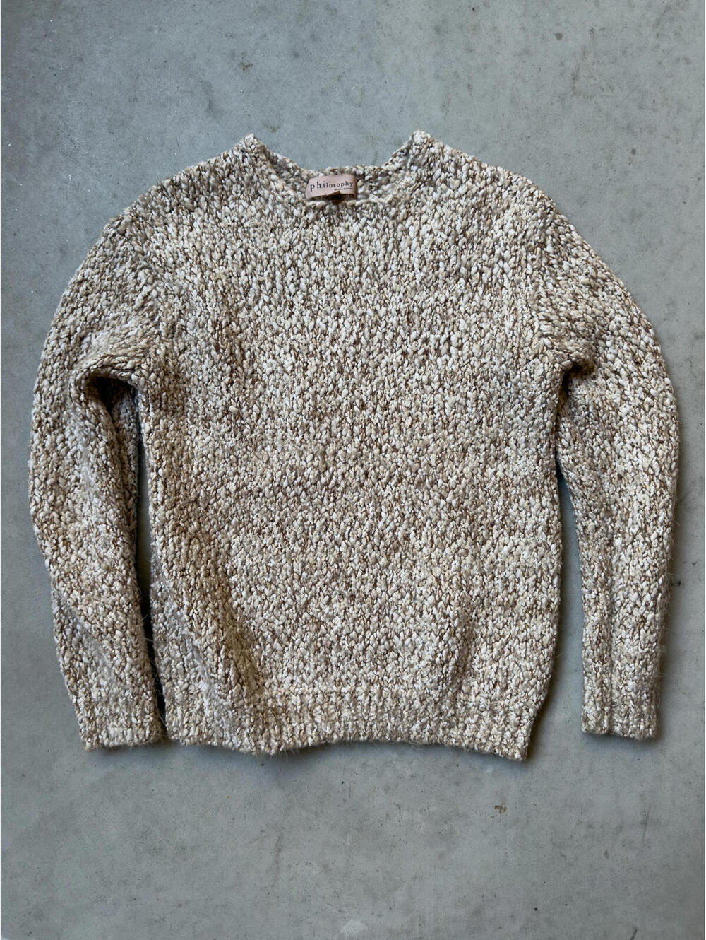 Philosophy Super Soft Knit Beige Sweater Size Small Fall Sweater